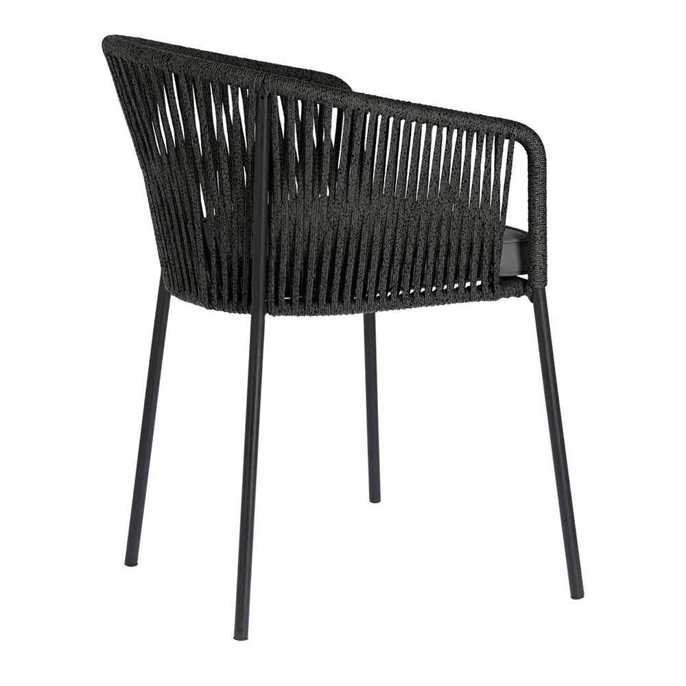 Stühle mit Kordelgeflecht in Schwarz - Gesdana (4er Set)
