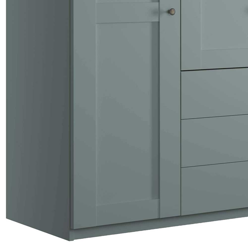 4-türiger Kombi-Kleiderschrank in Graugrün - Rajavo