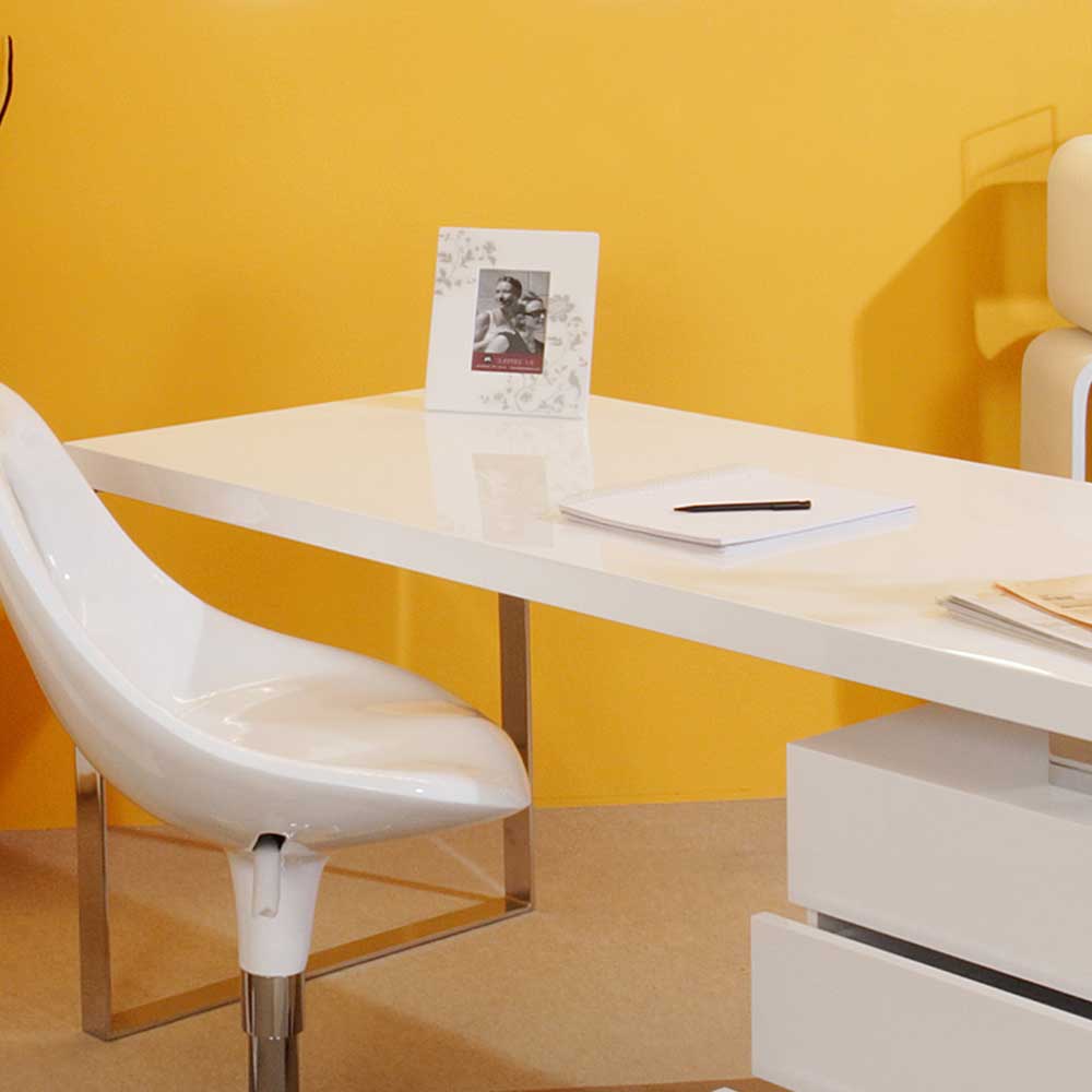Moderner Hochglanz Schreibtisch mit drei Schubladen - Nivatus
