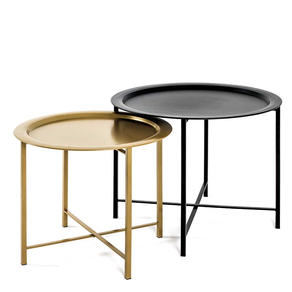 Beistelltische in Schwarz & Gold - Carsamo (zweiteilig)