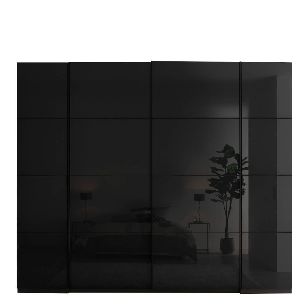 Design-Kleiderschrank in Dunkelgrau und Schwarz mit glänzenden Spiegeltüren für Schlafzimmer – Adjoma