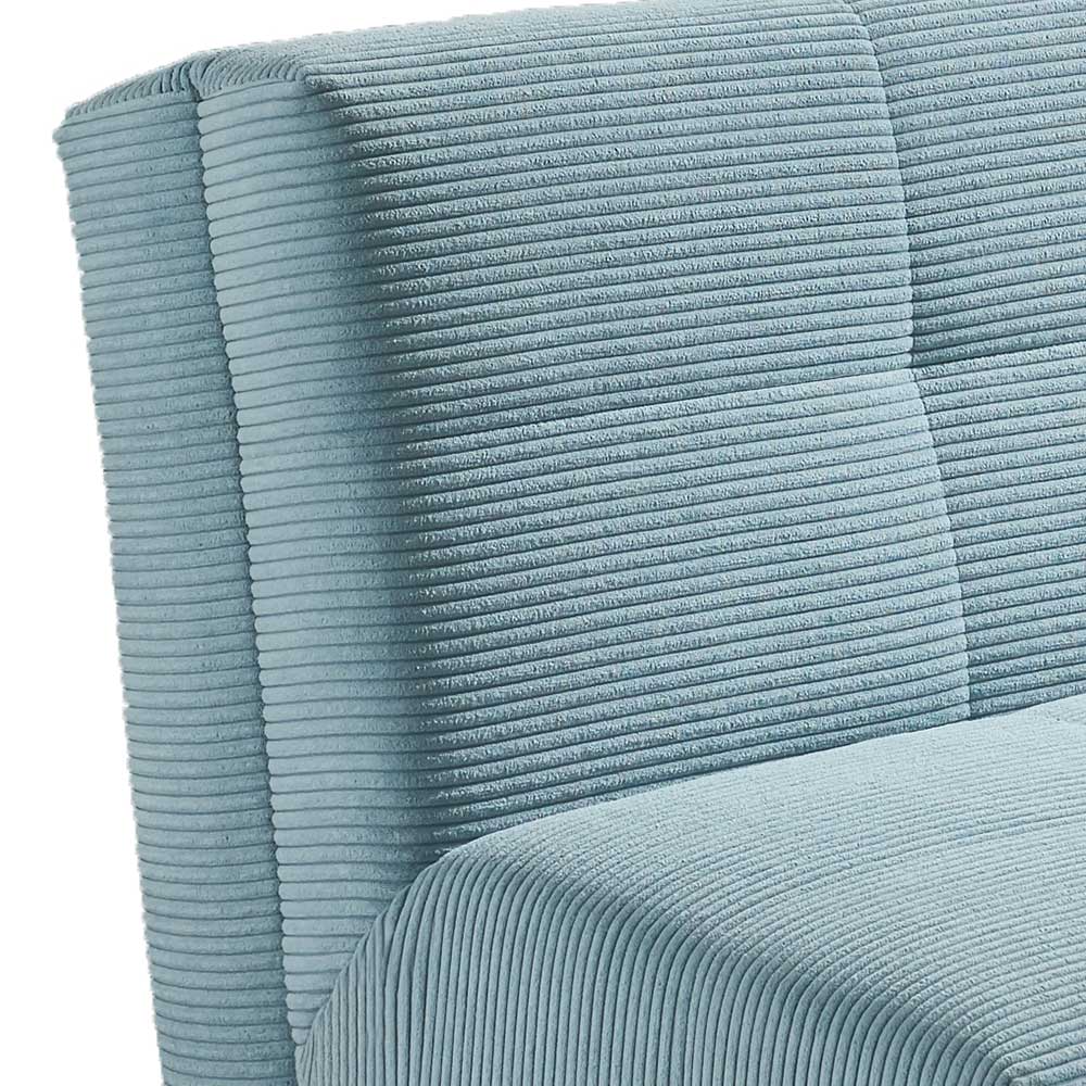 Hellblauer Schlafsessel mit Breitcord Bezug und abgesteppter Rückenlehne – Easy