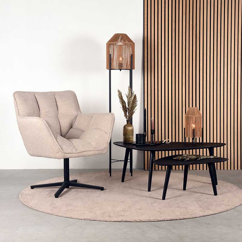 Design-Drehsessel in Beigegrau Boucle - Bento