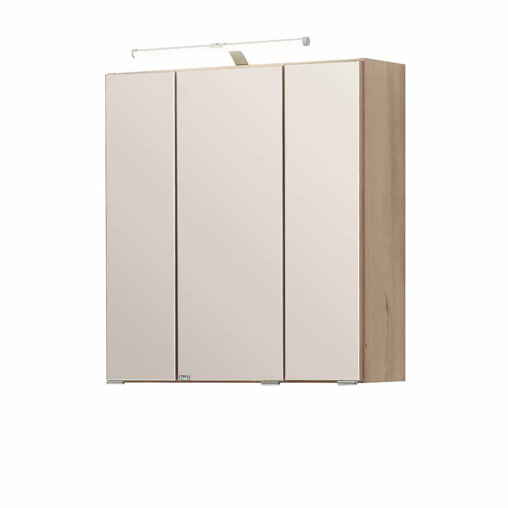 Spiegelschrank mit 3D Effekt in 60cm Breite Blanca 3-türig