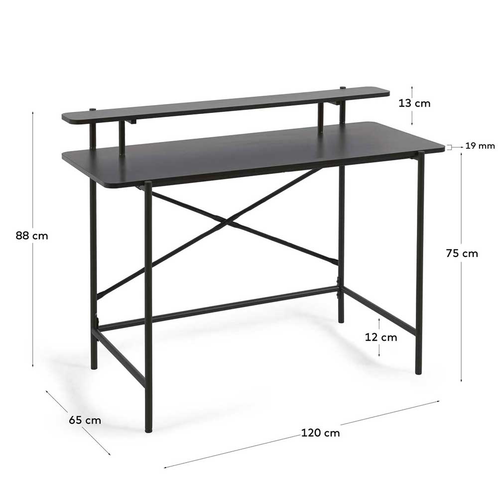 Schreibtisch aus Metall in Schwarz - Andjes