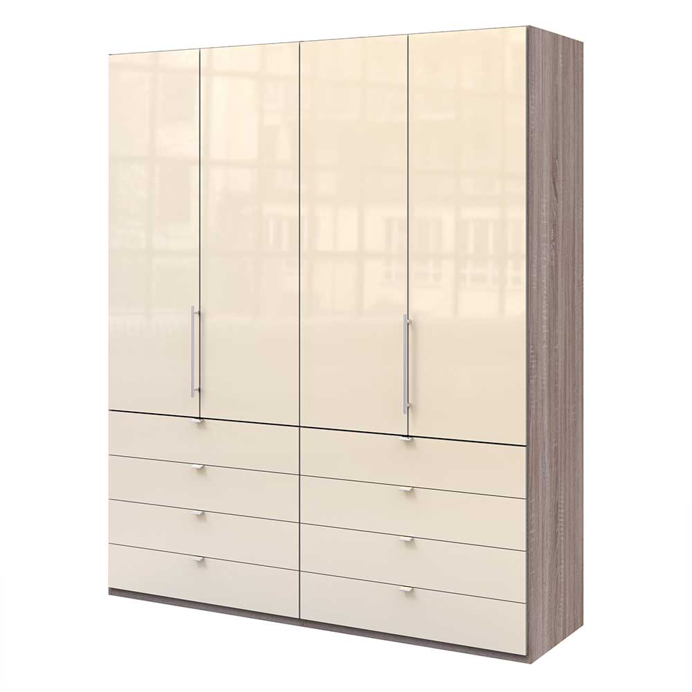 Kleiderschrank glasbeschichtet in Creme - Laingo