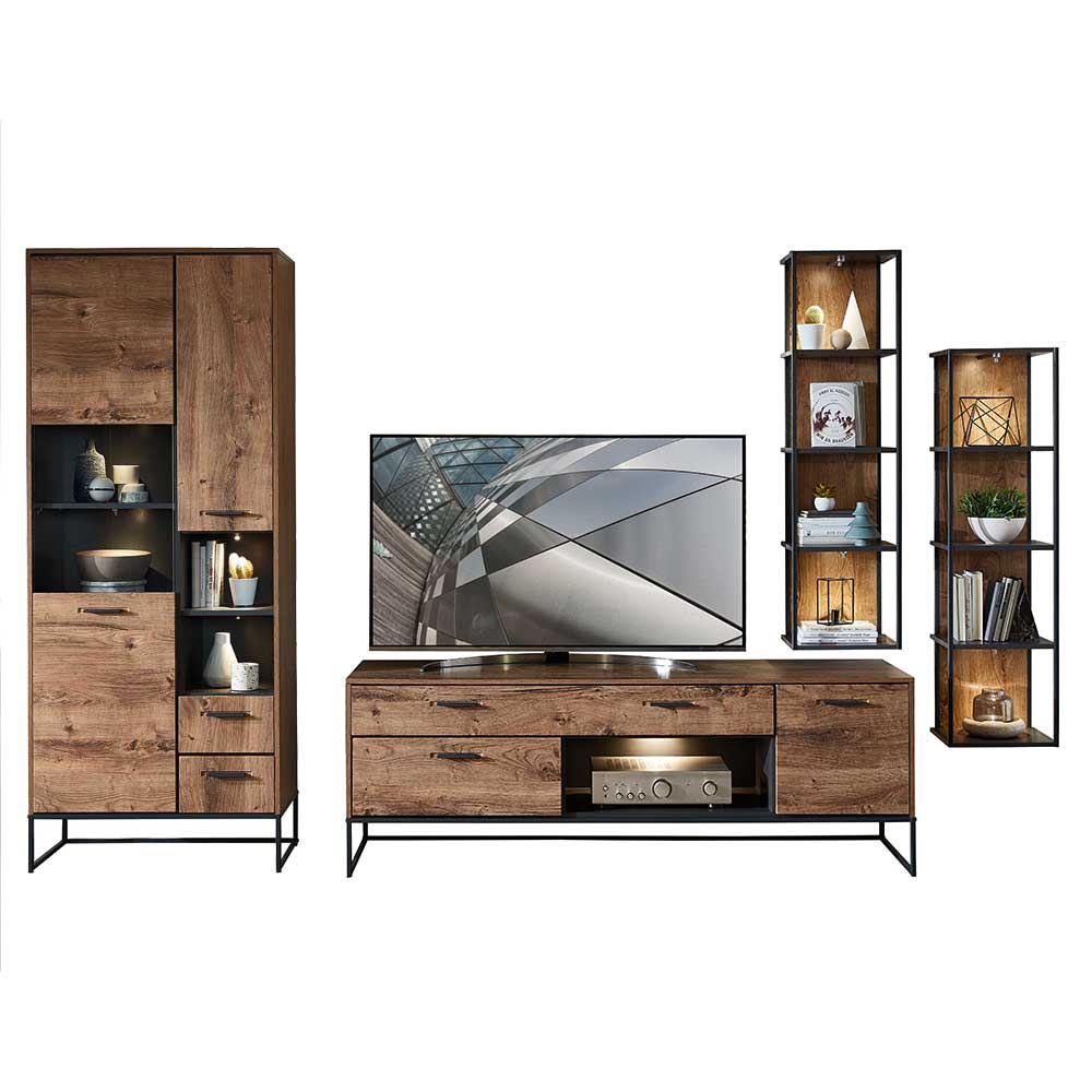Wohnwand Designmöbel Set - Xindus (vierteilig)