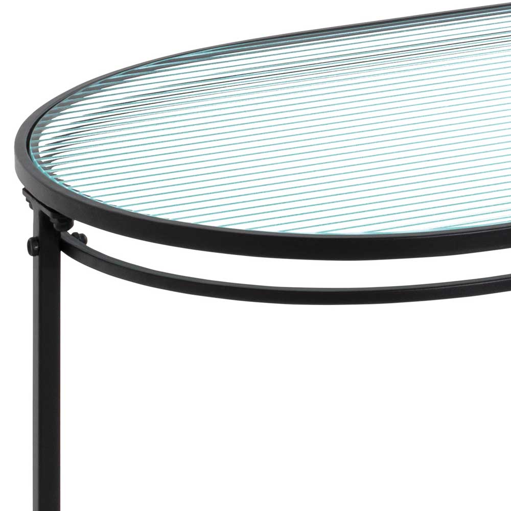 Ovaler Couchtisch mit Strukturglas Platte - Fender