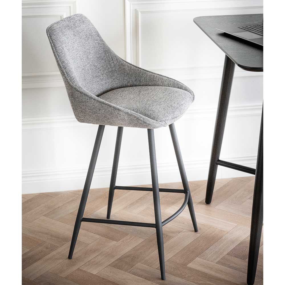 Barstühle mit Sitzschale Stoff Grau - Leandra (2er Set)