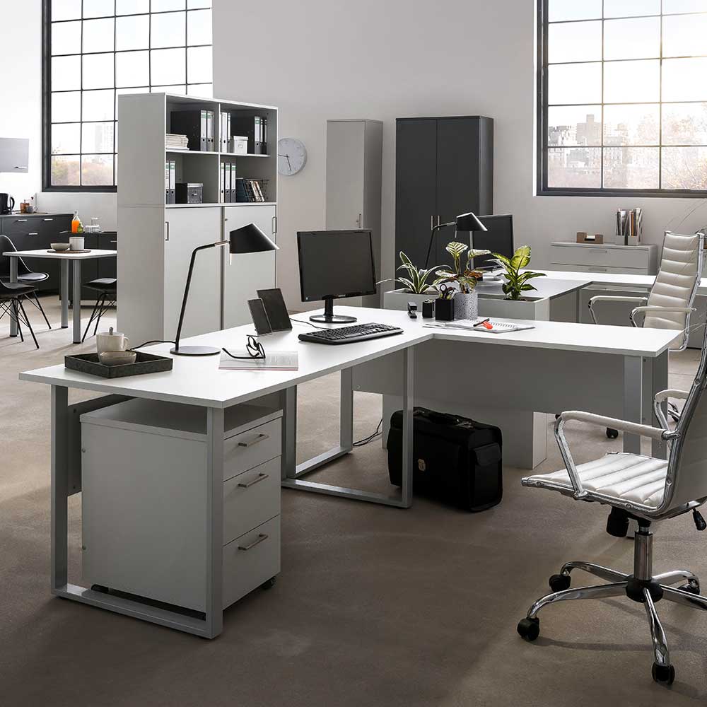 Bürotisch Schreibtisch in Lichtgrau - Bowsla