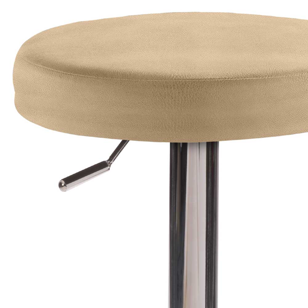 Höhenverstellbarer Barhocker in Beige & Chrom - Galogero
