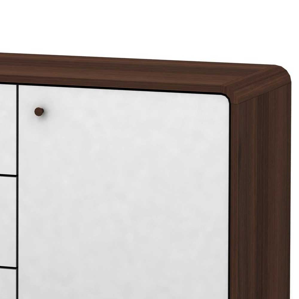140x76x39 Design Sideboard in Weiß & Walnuss - Devkan