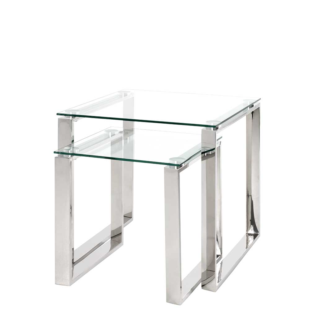 Quadratischer Satztisch aus Glas - Gatria (zweiteilig)