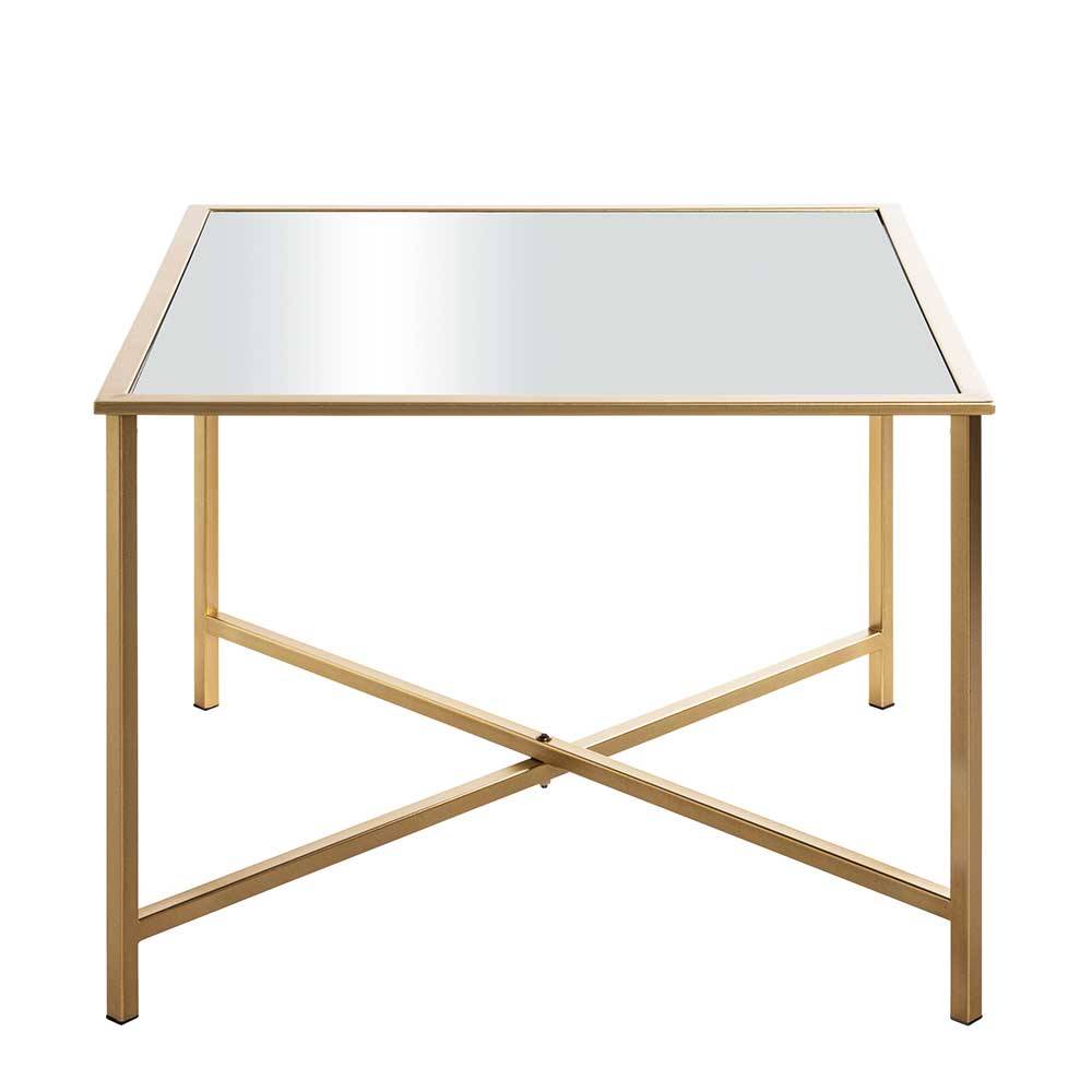 Spiegelglas Couchtisch mit Metallgestell - Remona