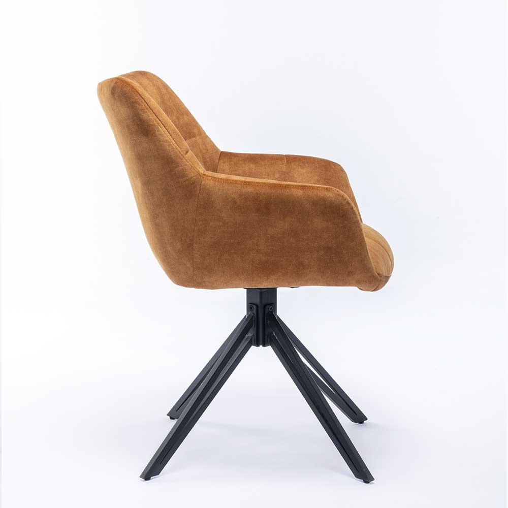 Esstisch Drehstuhl in Ocker Velours - Dayton (2er Set)