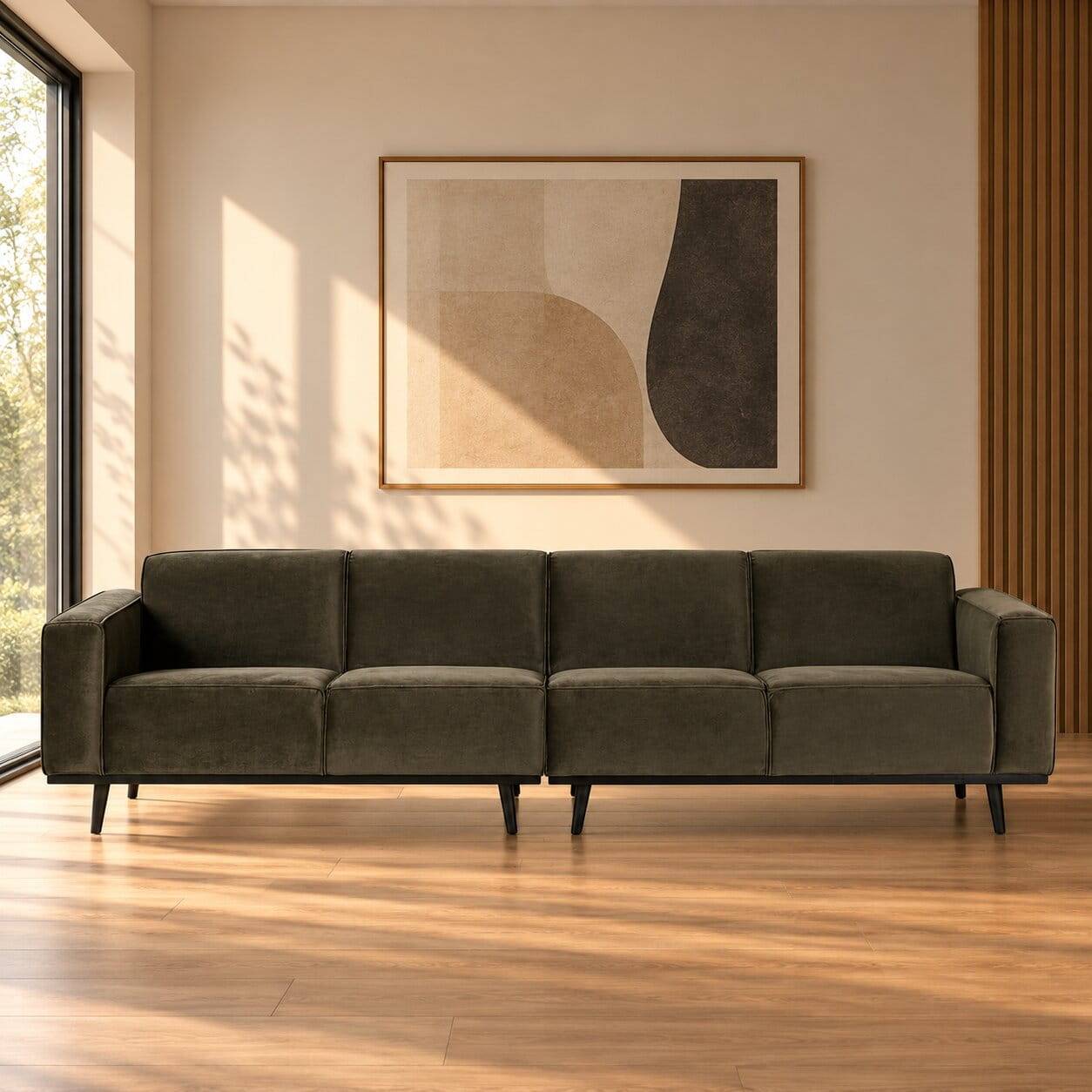 Retro Samt Sofa in Dunkelgrün Italiano mit 280cm
