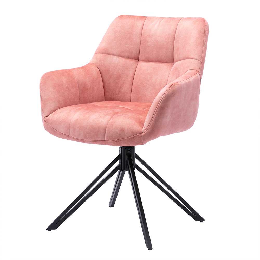 Esszimmer Drehstühle in Rosa Velours - Jeano (2er Set)