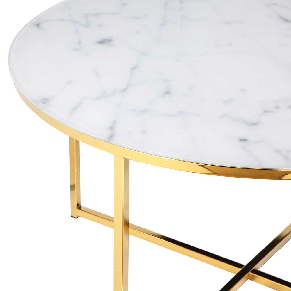 Wohnzimmer Glastisch in Marmor Optik - Matchy