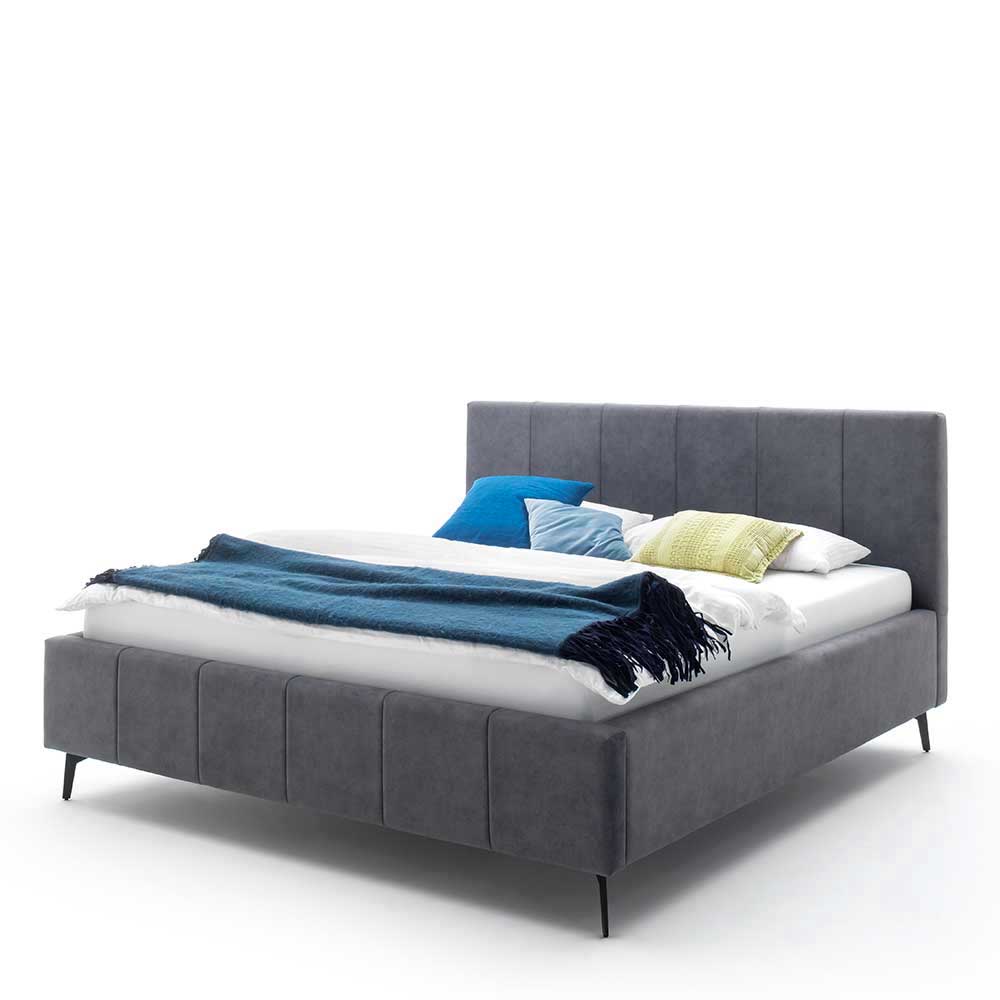 Velours Polsterbett in Anthrazit - Laterna