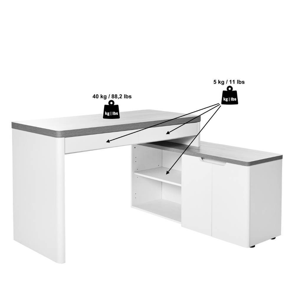 Schreibtisch mit Anbauregal in Walnuss Holzoptik - Leoyaro