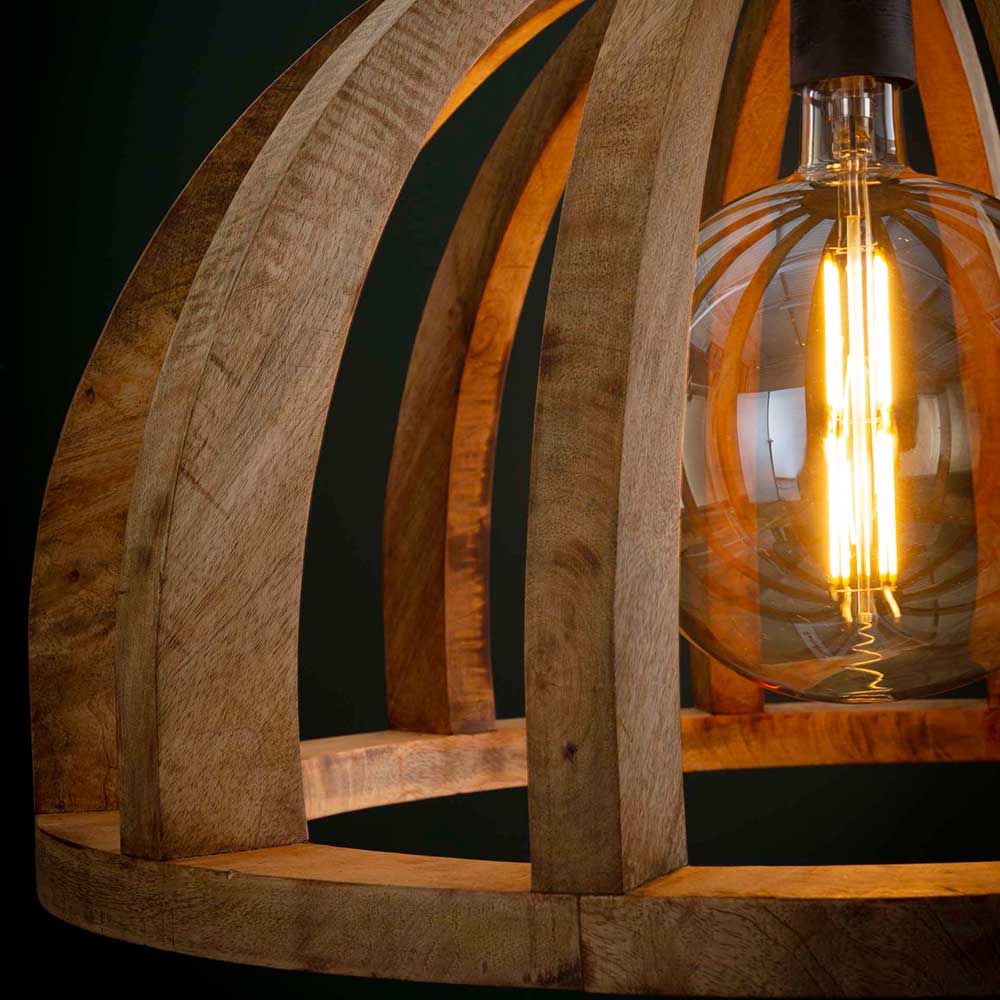 Halbrunde Hängelampe mit Schirm aus Holz - Tendence