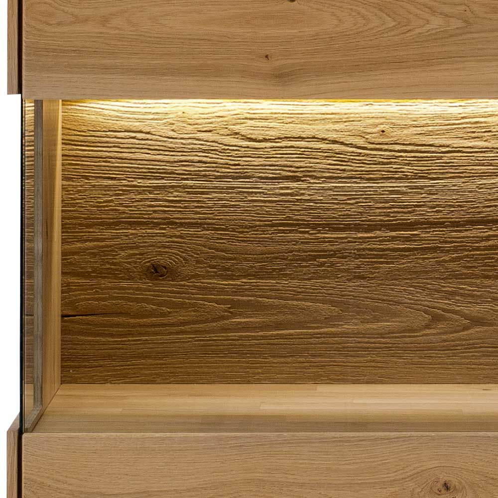 63x145x44 cm 1-türiger Vitrinenschrank aus Massivholz - Obinson