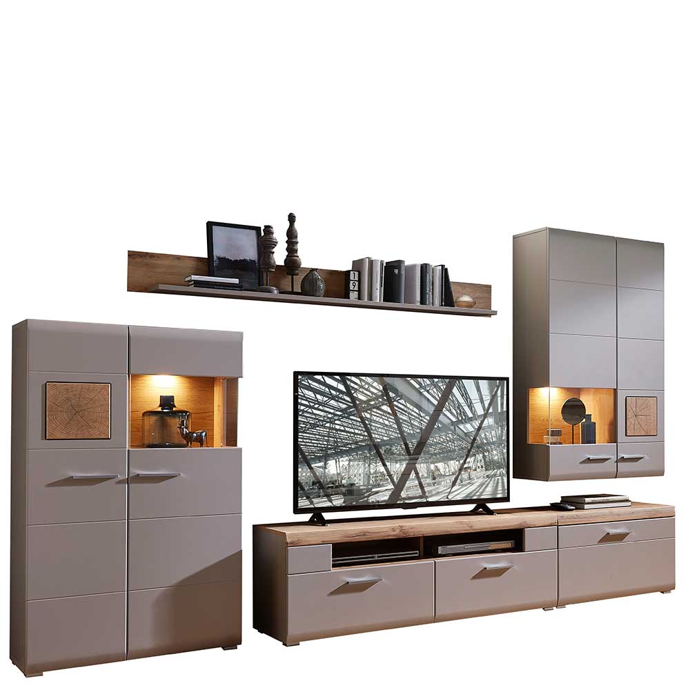 TV Anbauwand Möbel mit LED Licht - Fraguca (fünfteilig)