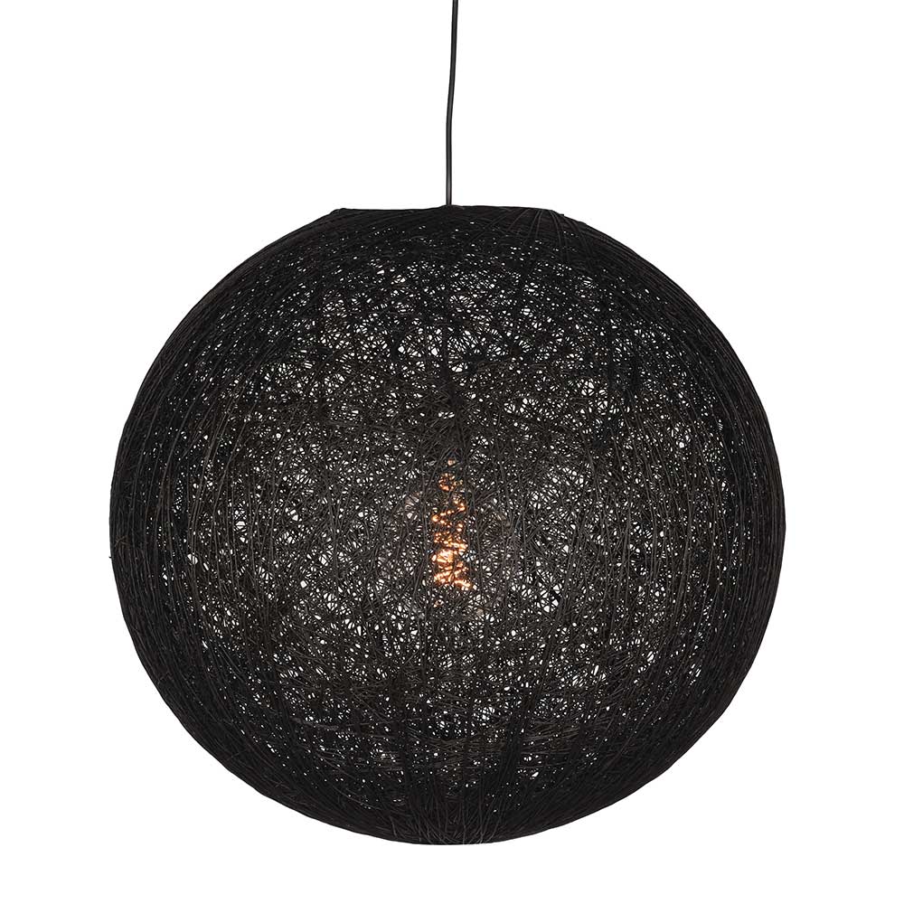 Leuchtende Kugel Pendelleuchte aus schwarzem Flachs für Esszimmer – Fabyen