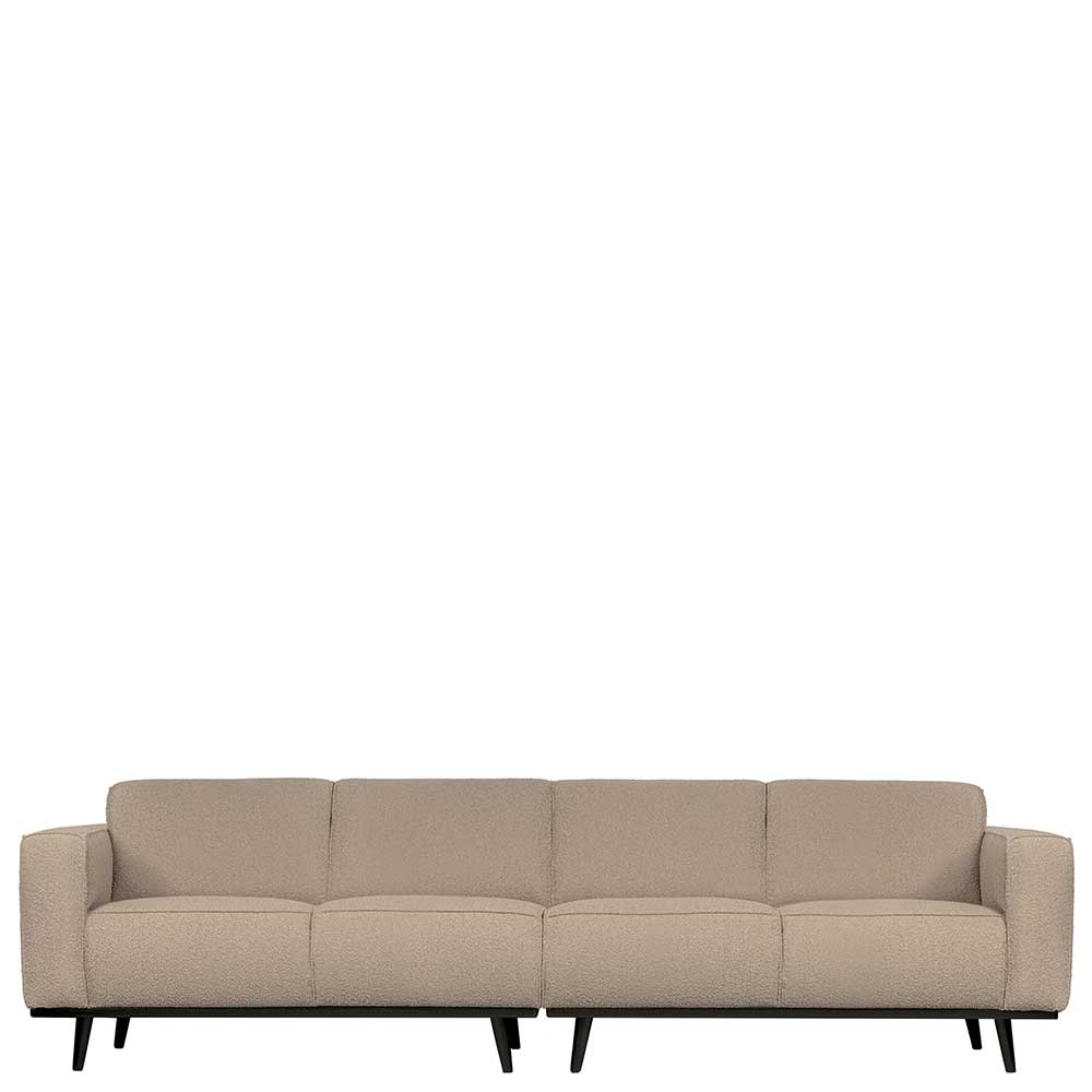 Modernes 4-Sitzer Wohnzimmer Sofa in beigem Boucle mit schwarzen Beinen – Age