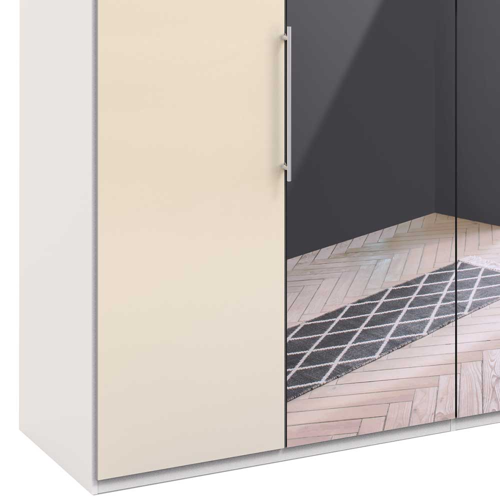 Schlafzimmer Kleiderschrank mit Spiegel und Glasfront in Creme - Zidarie