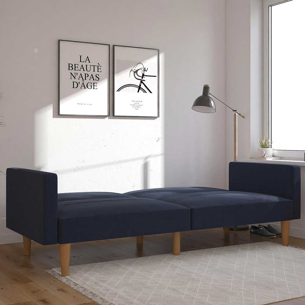 3-Sitzer Schlafcouch in Blau Stoff - Juleste