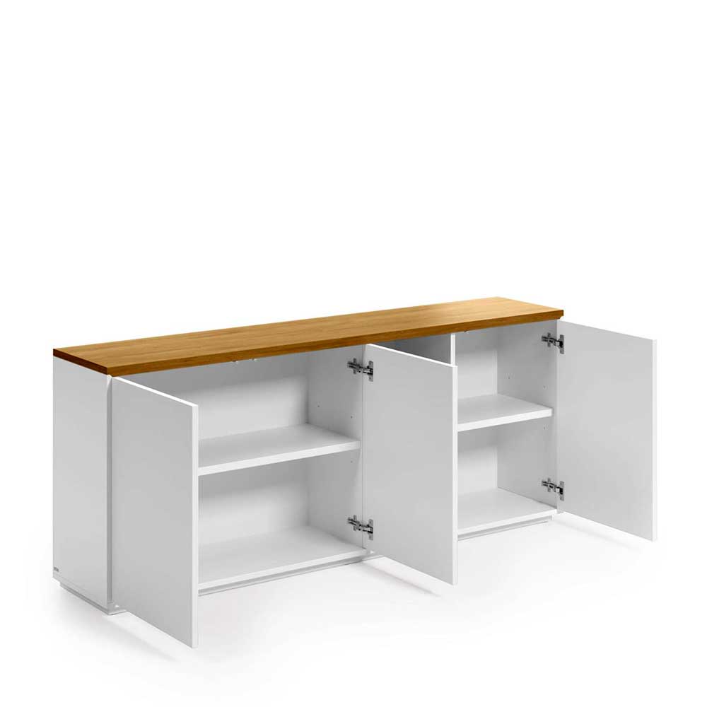 180x75x36 Modernes Sideboard in Weiß & Eiche - Vintilias
