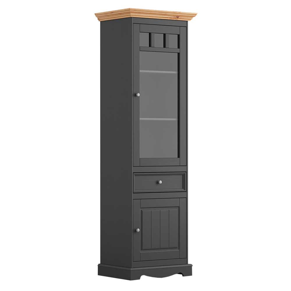 Modern Country Vitrine in Grau & Kiefer - Eromsia