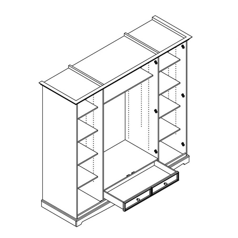 Weißer Schlafzimmerschrank im Landhausstil - Indico