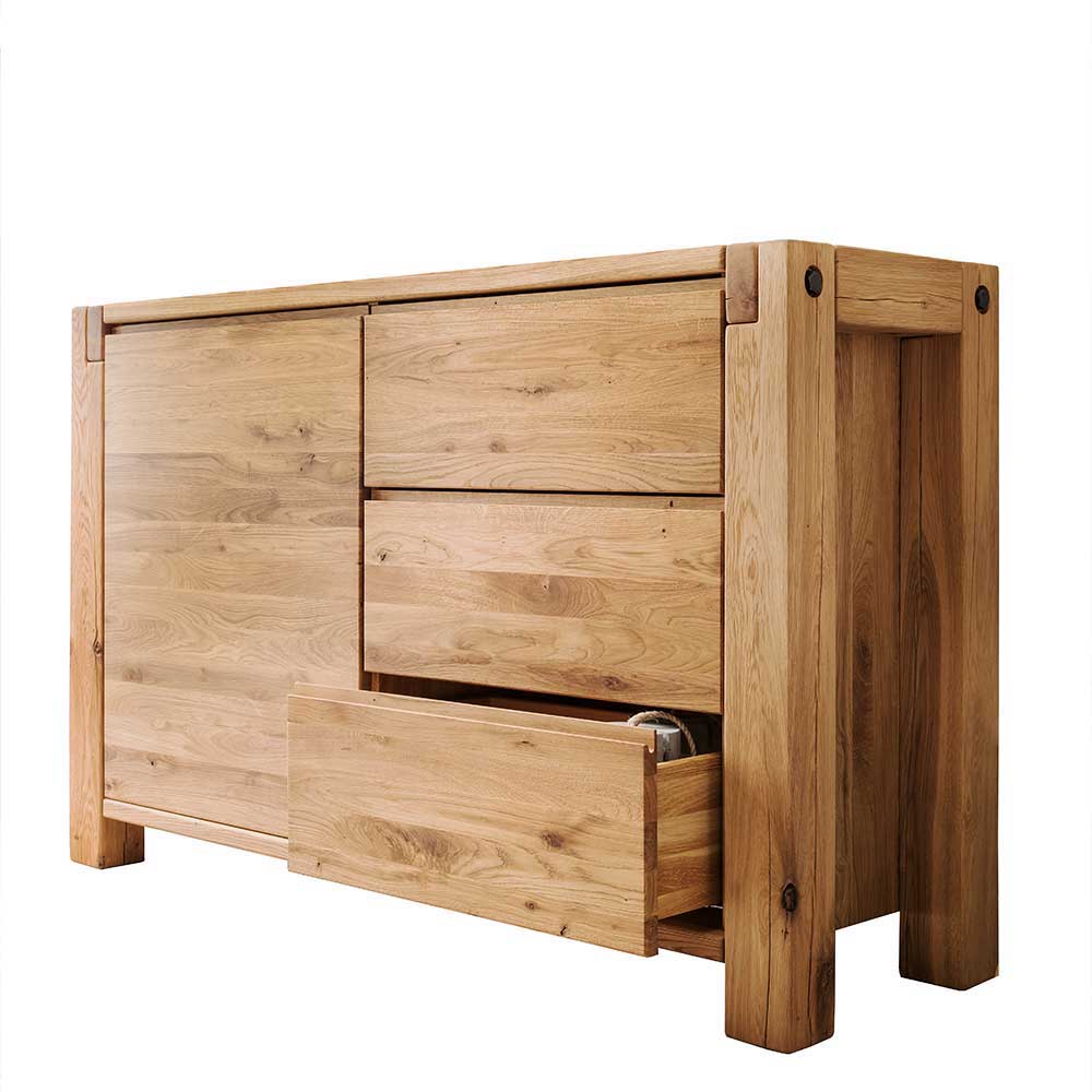 Wildeiche Massivholzkommode Yarisis modern
