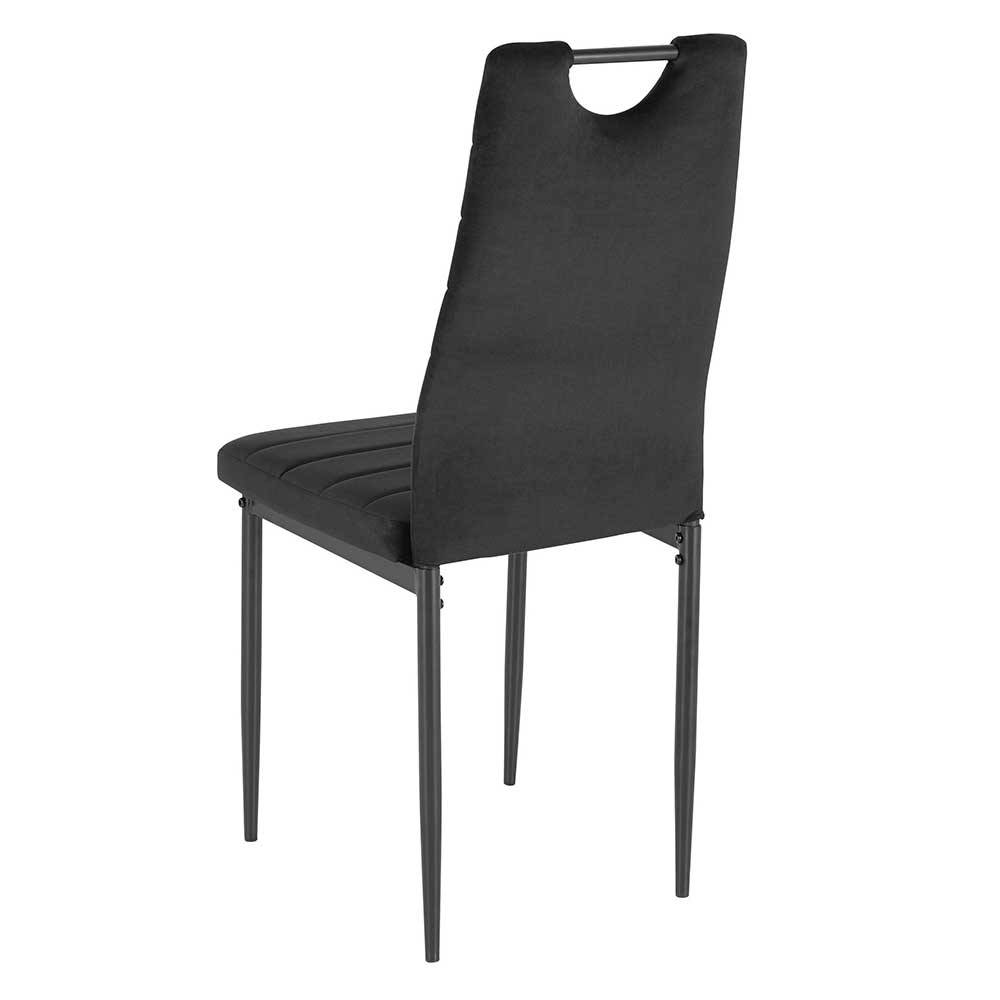 Samt Esstischstühle in Schwarz - Tadella (Set)