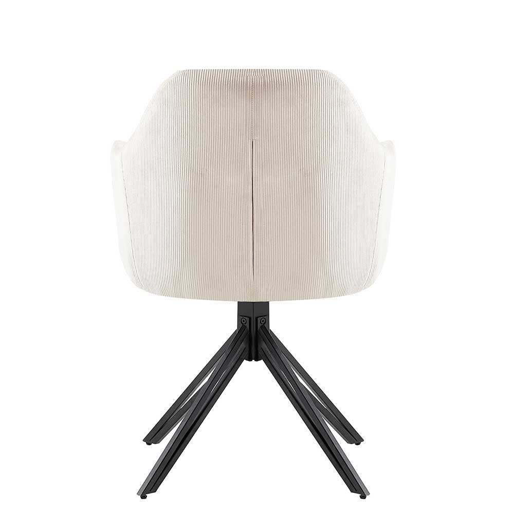 Moderner Cord Tischsessel in Creme - Oona (2er Set)