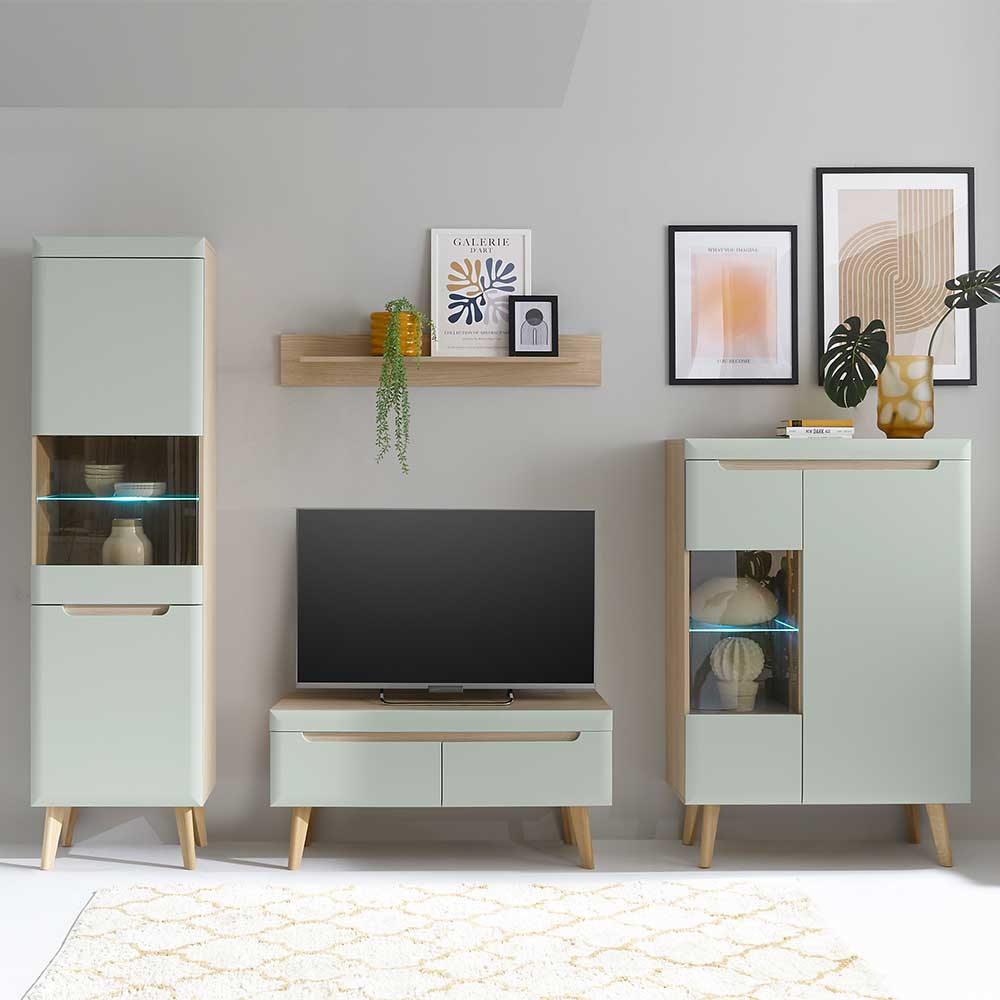 Wohnzimmer Anbauwand im Skandi Design - Armina (vierteilig)