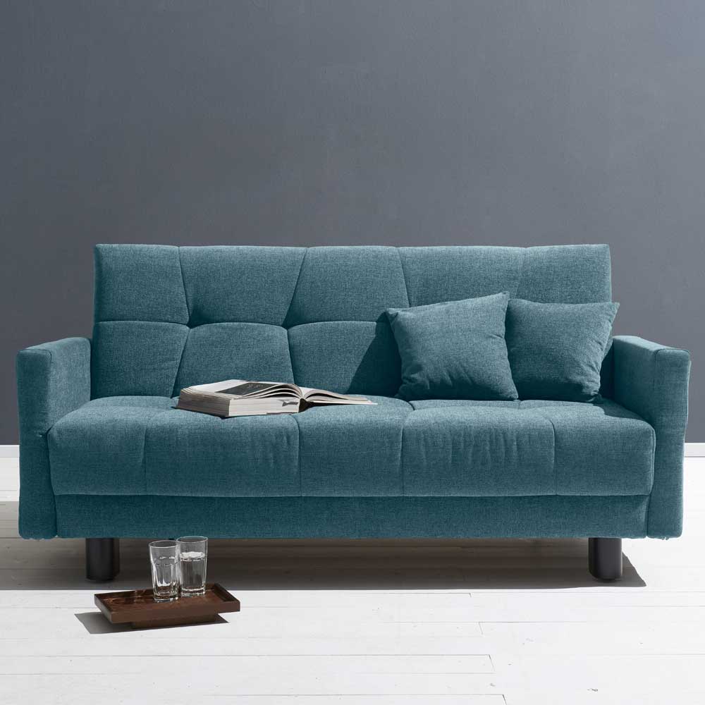Flachgewebe Bettcouch in Petrol Blau - Vlatkura