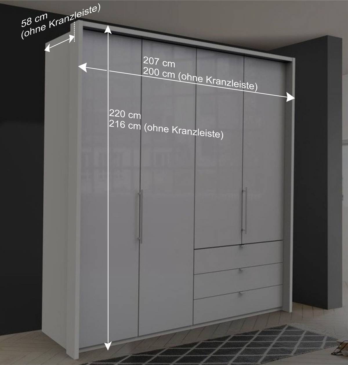 Weißer Schlafzimmerschrank mit zwei Falttüren - Dolienca
