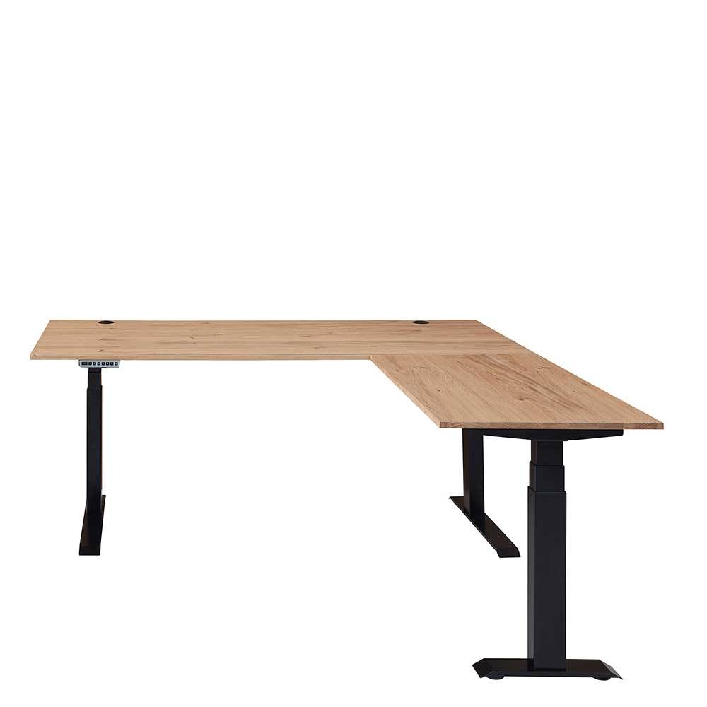 Elektrisch höhenverstellbarer Winkelschreibtisch modern - Emly