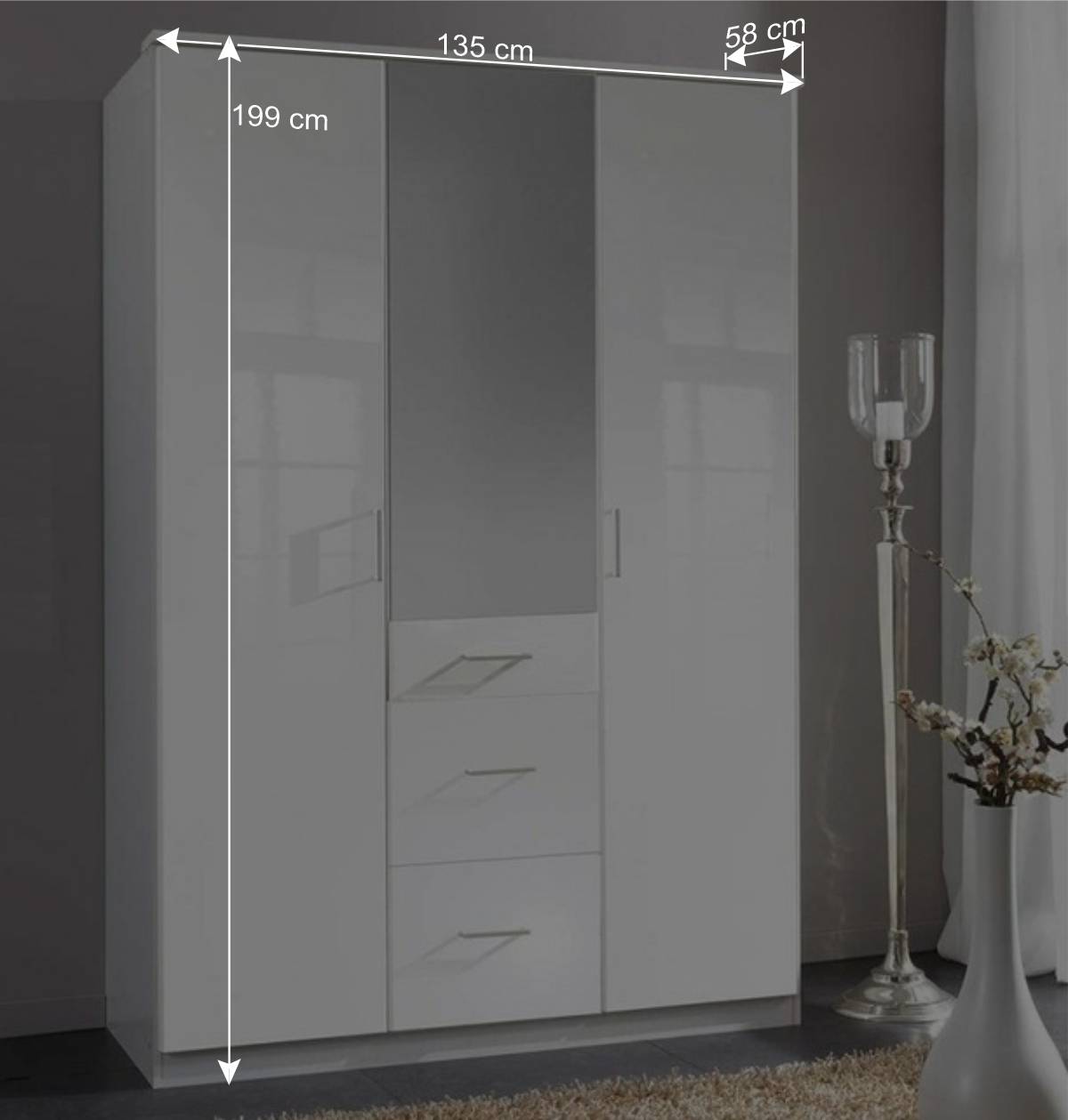 Drehtürenschrank mit drei Schubladen - Venture
