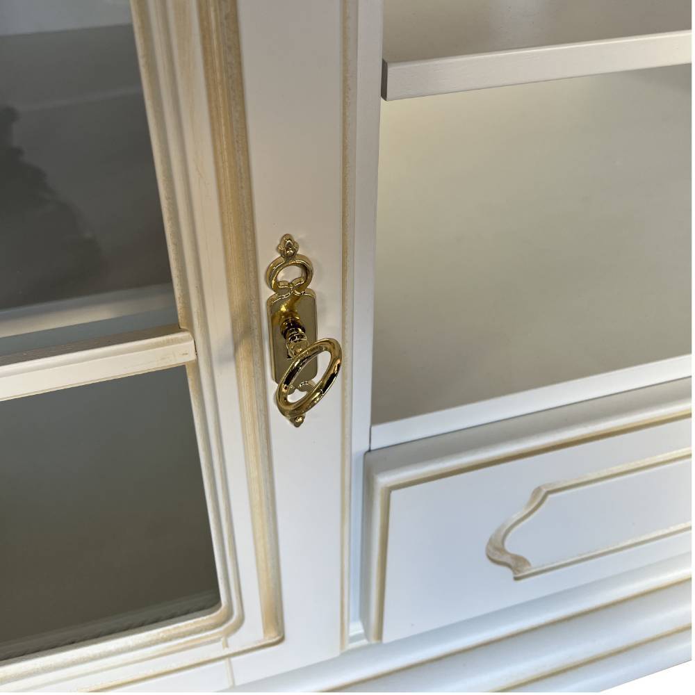 TV-Unterschrank mit Glastüren - Cognac