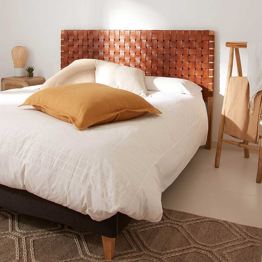 153x110x3 Bett Kopfteil aus Echtleder Geflecht - Standy