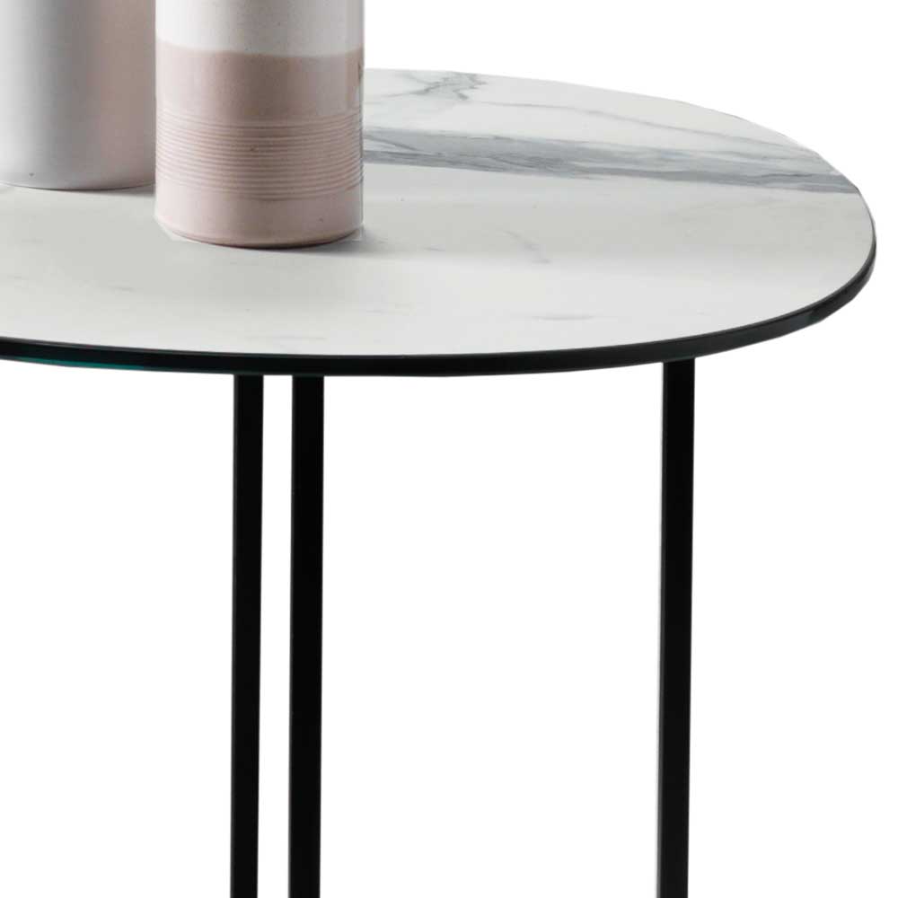 Marmoroptik Beistelltisch mit Glasplatte - Barstro
