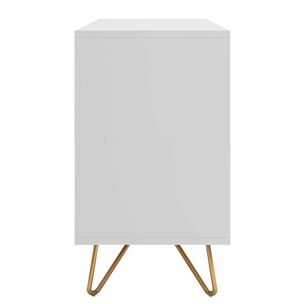 120x70x40 Weiße Kommode mit Metallfüßen in Gold - Pestrov