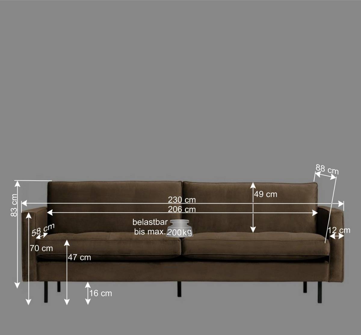 Samtcouch in Blau Petrol - Fledos I