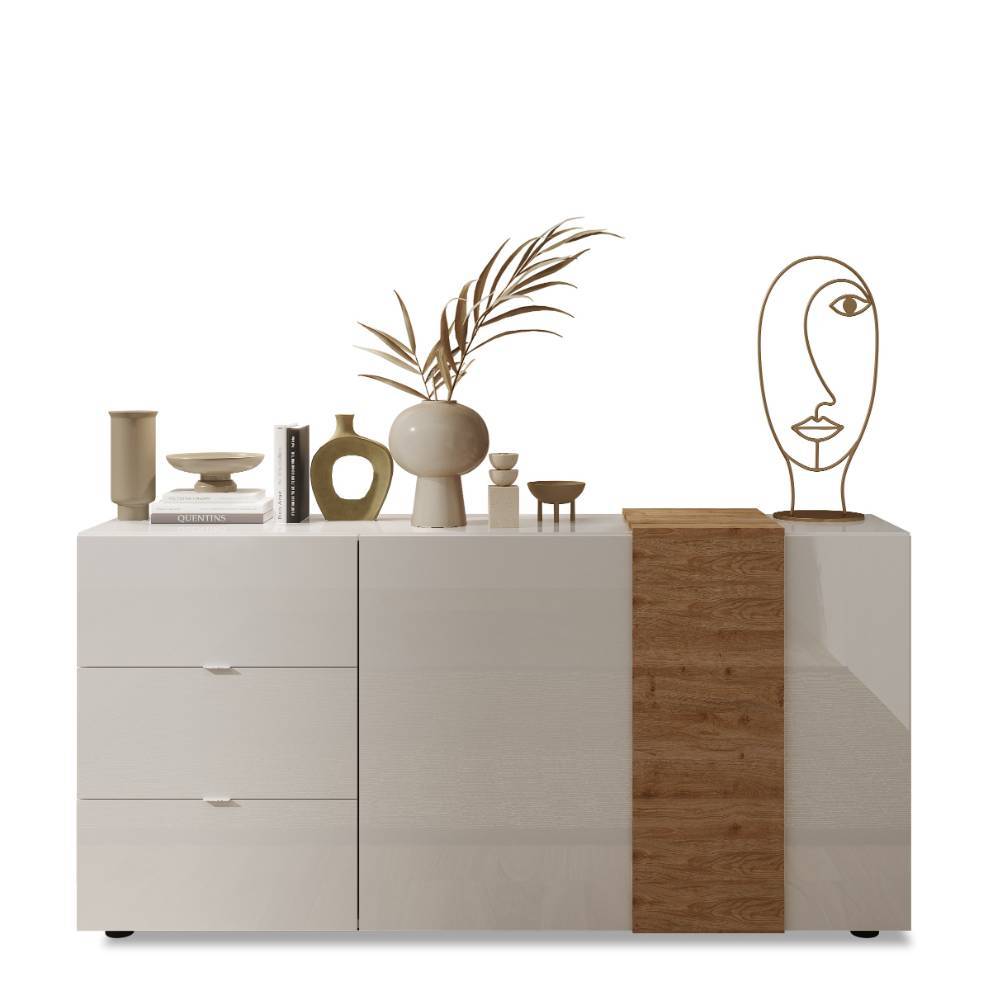 Kombi-Sideboard in Weiß und Wildeiche Optik - Tabea