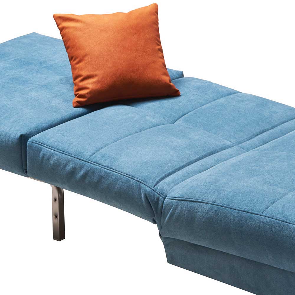 Schlafpolstersessel in Petrol Blau 80x200 cm Ultima mit Kissen Orange