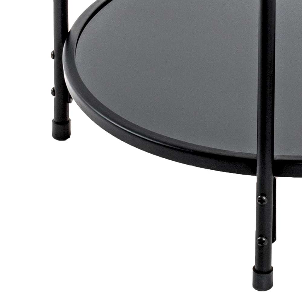 Untere Ablage aus schwarzem Glas und Standfüße des modernen Couchtisches – Vramossa